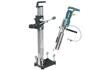 CS Unitec 3.8 HP 3-SPEED PNEUMATIC HAND HELD DIAMOND CORE DRILLS FOR HOLES UP TO 6 DIAMETER w/Stand