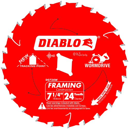 Diablo 7‑1/4 in. x 24 Tooth Framing Saw Blade  #D0724W/A