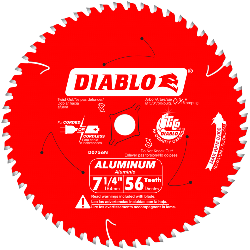 Diablo Thick Aluminum Cutting Saw Blade 7 1/4 - 12