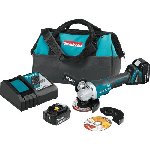 Makita XAG11T 18V LXT® Lithium‑Ion Brushless Cordless 4‑1/2” / 5 Paddle Switch Cut‑Off/Angle Grinder Kit, with Electric Brake (5.0Ah)