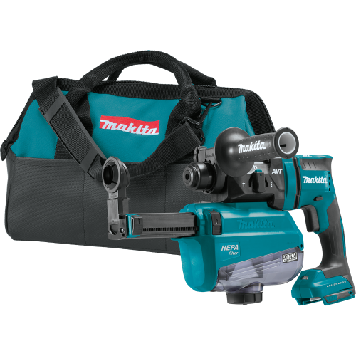 Makita XRH12ZW LXT® Lithium‑Ion Brushless Cordless 11/16 AVT® Rotary Hammer, SDS‑PLUS, w/ HEPA Dust Extractor, AWS™ Capable, Tool Only
