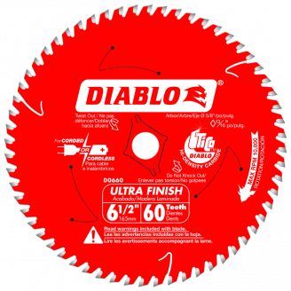 Diablo Ultra Finish Saw Blade 6 1/2" - 10"