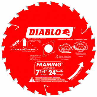 Diablo 7‑1/4 in. x 24 Tooth Framing Saw Blade  #D0724W/A