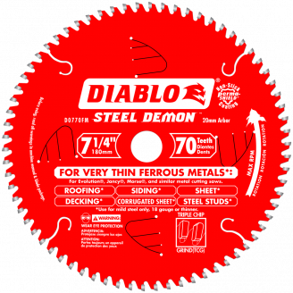 DIABLO - STEEL DEMON 7‑1/4 in. x 70 Tooth Metal Cutting Saw Blade Metal Cutting -20mm Arbor