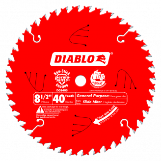 DIABLO D0840S  8‑1/2 x 40 Tooth General Purpose Slide Miter Saw Blade