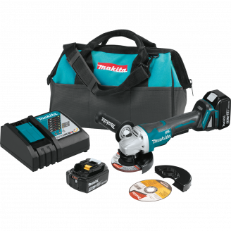 Makita XAG11T 18V LXT® Lithium‑Ion Brushless Cordless 4‑1/2” / 5 Paddle Switch Cut‑Off/Angle Grinder Kit, with Electric Brake (5.0Ah)