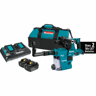 Makita XRH10PTW X2 LXT® (36V) Brushless Cordless 1‑1/8 AVT® Rotary Hammer Kit, SDS‑PLUS, w/ HEPA Dust Extractor, AFT®, AWS™ Capable (5.0Ah)