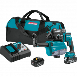 Makita XRH12TW 18V LXT® Lithium‑Ion Brushless Cordless 11/16 AVT® Rotary Hammer Kit, SDS‑PLUS, w/ HEPA Dust Extractor, AWS™ Capable (5.0Ah)