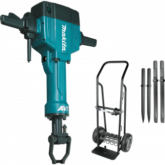 Makita HM1810X3 70 lb. AVT® Breaker Hammer, accepts 1‑1/8 Hex bits  w/Cart & 4 Piece Steel Set